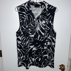 Rafaella Black and White Sleeveless Polo, Womens